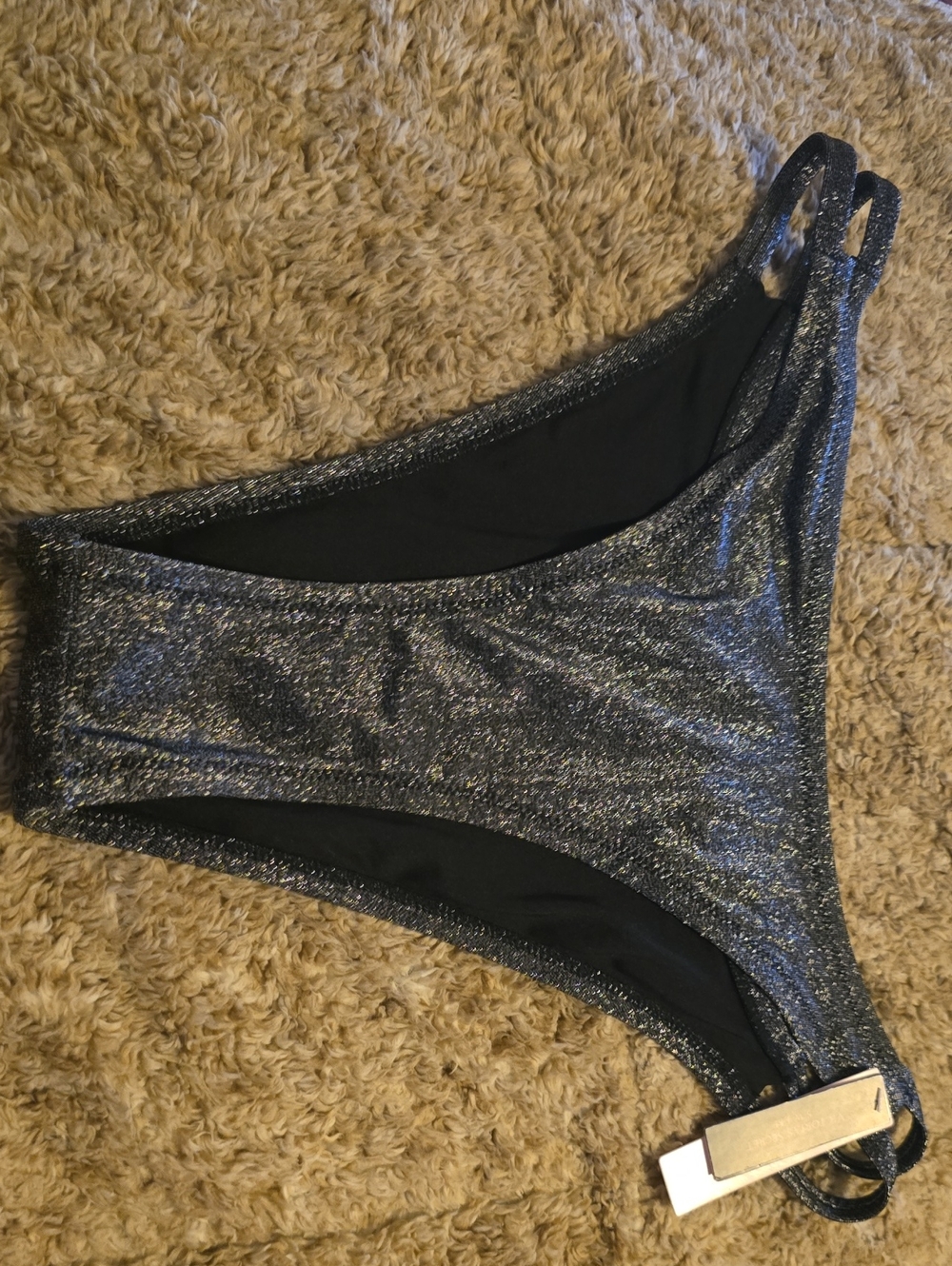 Victoria's Secret - Sparkle Metallic Black Brazillian Bikini Bottom